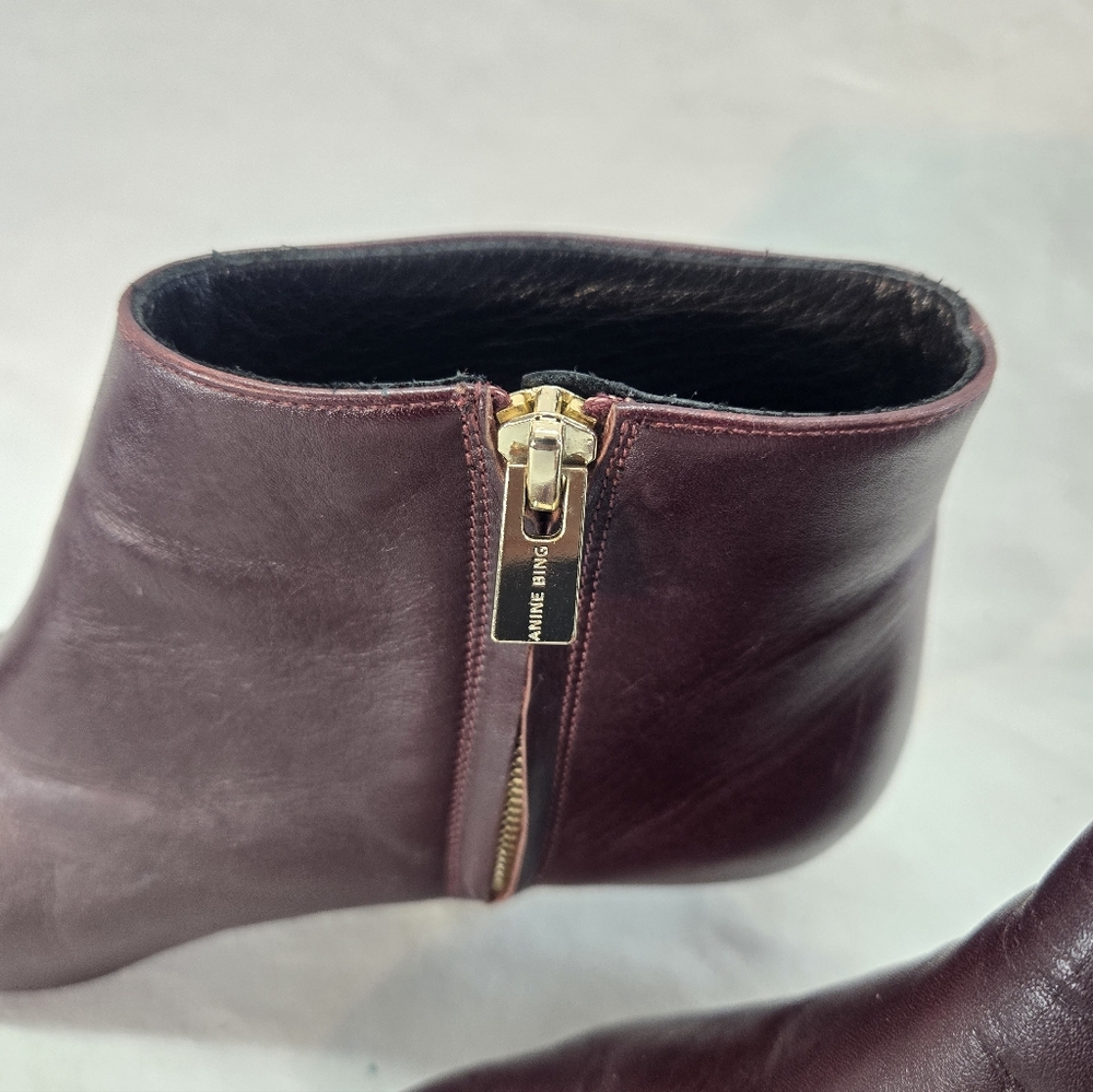 Anine Bing Stella Women's Size 38 Leather Burgundy Boots *Flaws* - Picture 6 of 11